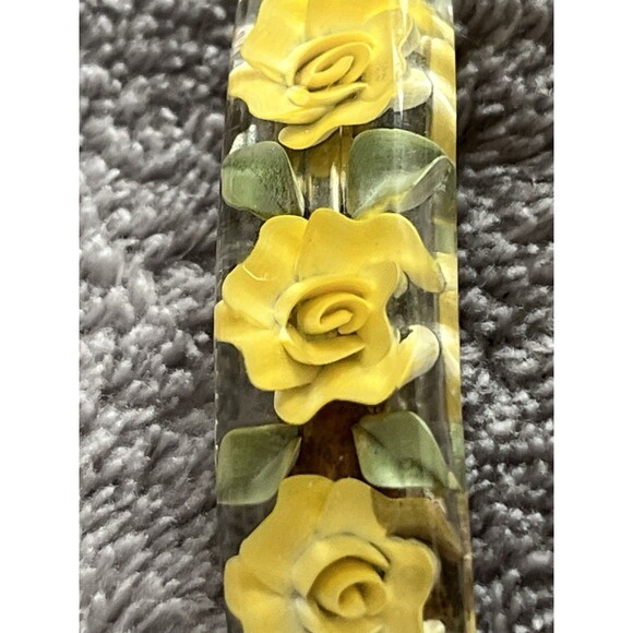 Artistic Vintage Yellow Rose Lucite Barrette Junior Size - Picture 3 of 7